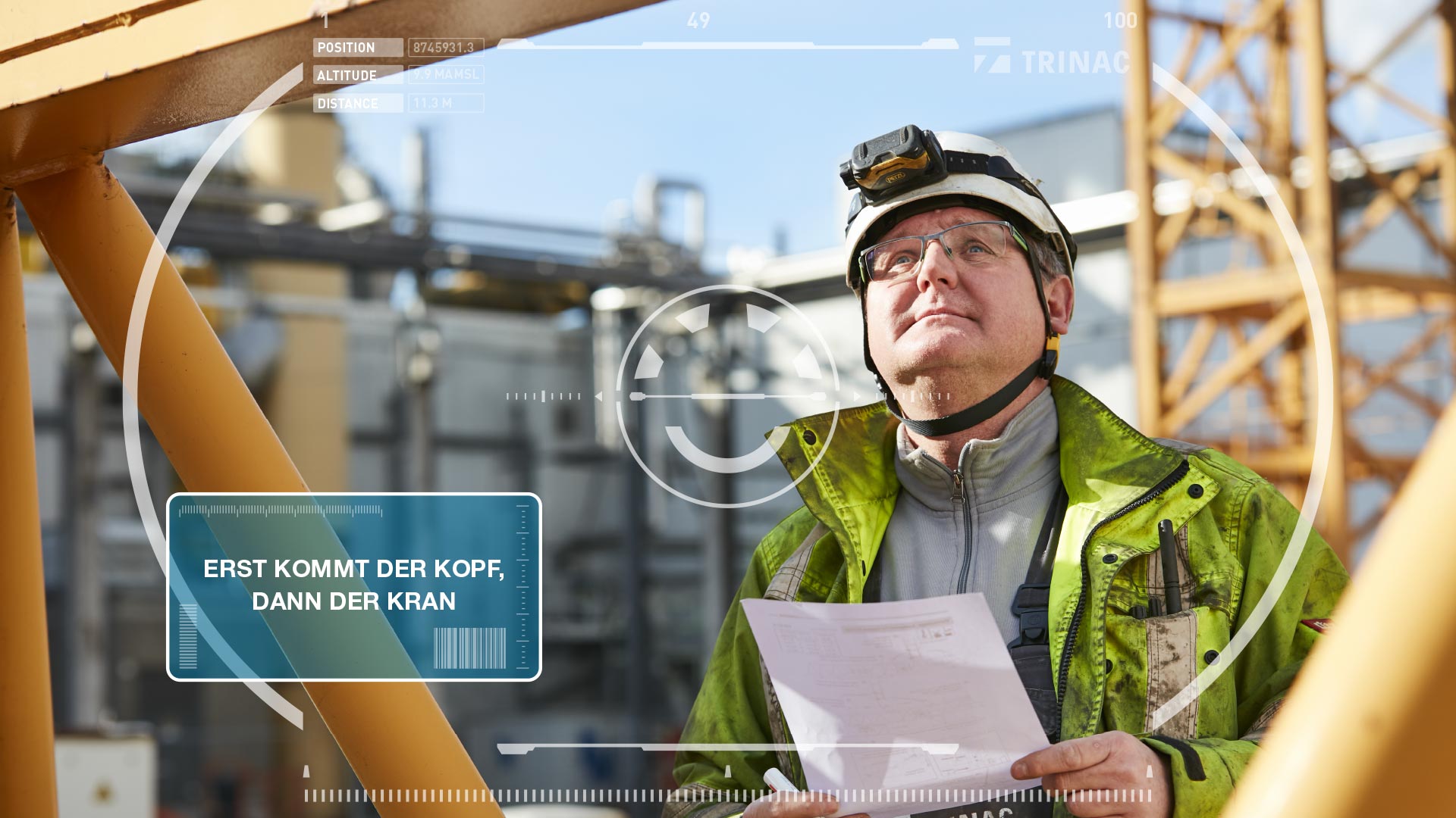 Erst kommt der Kopf, dann der kran